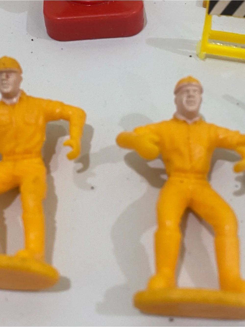 Vintage Lot Of Construction Plastic Toys Workers Roadblocks Cones Signs